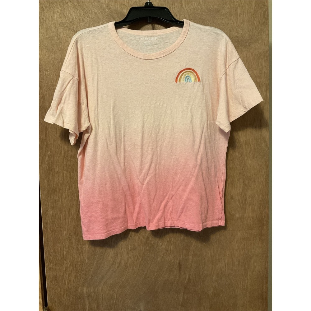 American Eagle Oversized T Shirt Tee Womens S Short Sleeve Ombre Tie Dye Peach
